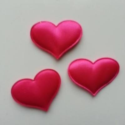 Lot de 3  coeurs satin 30*25mm rose fuchsia