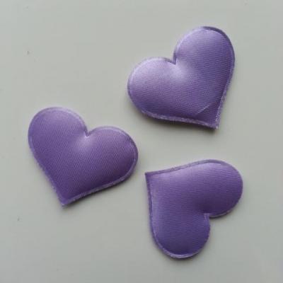 Lot de 3  coeurs satin 30*25mm mauve