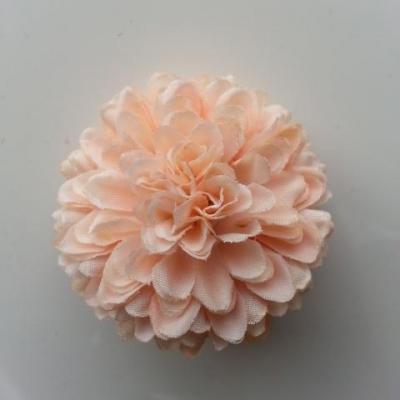 Fleur  pompon en tissu pêche   50mm