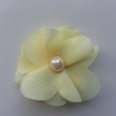 Fleur en tissu mousseline 50mm ivoire