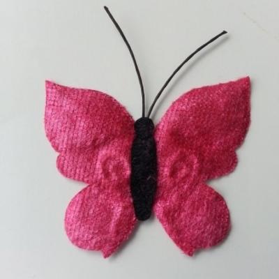 papillon en tissu rose fuchsia 35*45mm