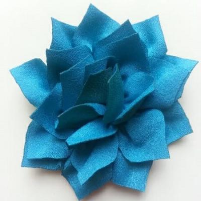 fleur en tissu bleu vert  70mm