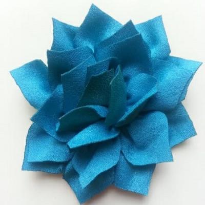 fleur en tissu bleu vert  70mm