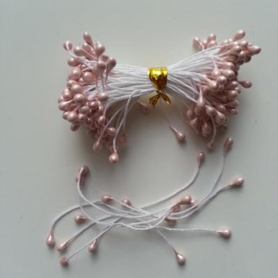 Lot de 10 pistils  tête de 3mm vieux rose N27