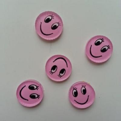 Lot de 5 embellissements en résine sourire 13mm rose