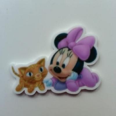 minnie chat cabochon plat en résine  baby rose  40*30mm