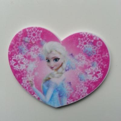 cabochon  en résine coeur  princesse  elsa reine des neiges  44*36mm rose