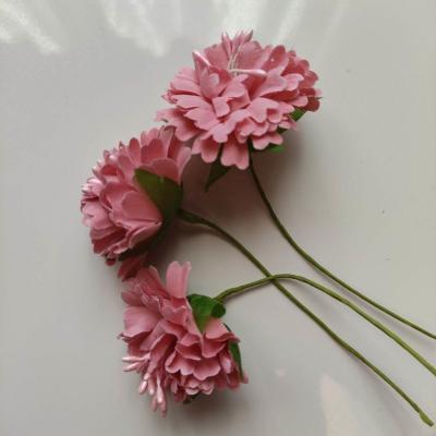 lot de 3 fleurs artificielles en tissu et pistils vieux rose clair