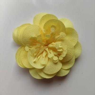 fleur mousseline avec pistils  60mm jaune