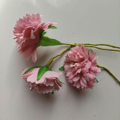 lot de 3 fleurs artificielles en tissu et pistils vieux rose tres clair