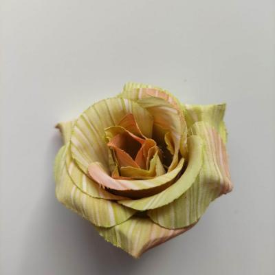 jolie rose artificielle en tissu de 50mm vert et peche