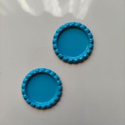 	lot de 2 capsules  en métal pour cabochons de 25mm bleu