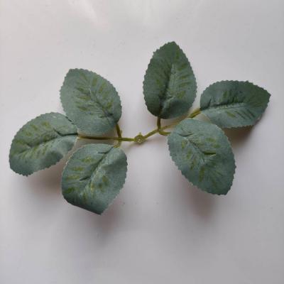 double tige de 6 feuilles artificielles vertes