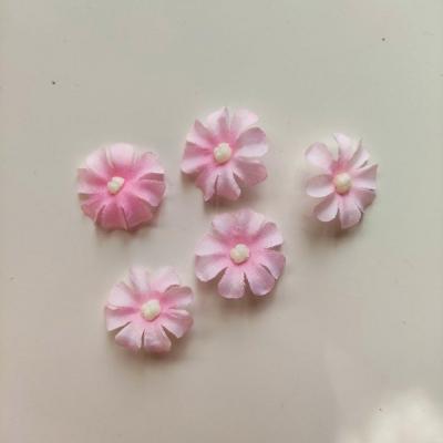 lot de 5 fleurs en tissu rose de 20mm