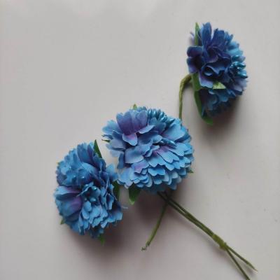 lot de 3 fleurs artificielles en tissu et pistils bleu roi , royal