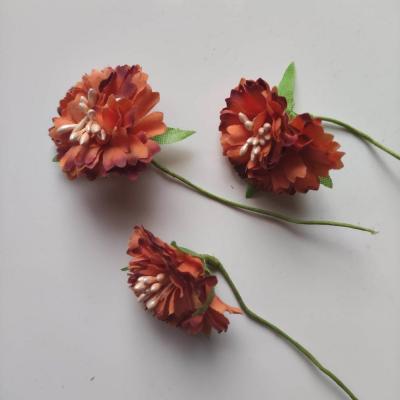 lot de 3 fleurs artificielles en tissu et pistils marron orangé
