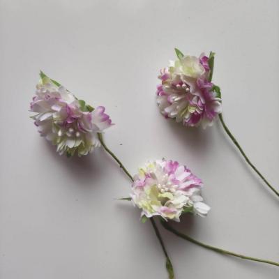 lot de 3 fleurs artificielles en tissu et pistils blanc et mauve