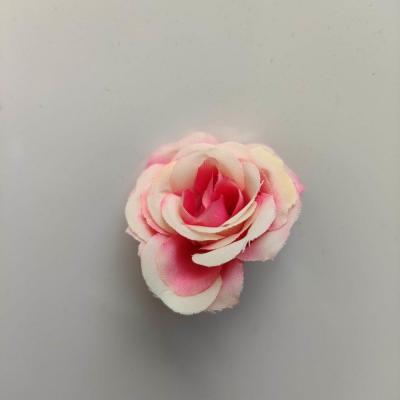 petite fleur artificielle en tissu 30mm ivoire et rose fuchsia