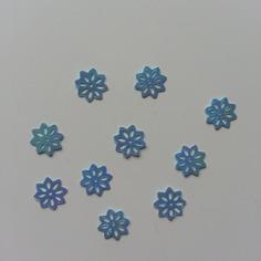Lot de 10 sequins paillettes fleurs 10 mm bleu