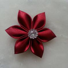 Fleur satin bordeaux 5cm