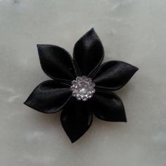 Fleur satin noir 5cm