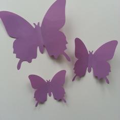 Grand papillon  3D en plastique 11 *9.5 cm mauve