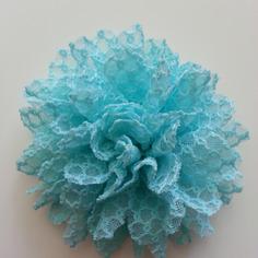 Applique fleur gauffrée  bleu 85mm