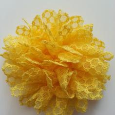 Applique fleur gauffrée  jaune 85mm