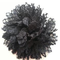 Applique fleur gauffrée noire 85mm