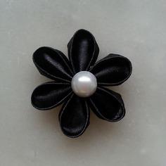 Fleur de satin 5 cm pétales ronds noir