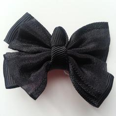 Noeud  en ruban grosgrain et organza 70*50mm noir