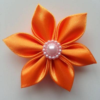 Fleur satin unie orange 5cm