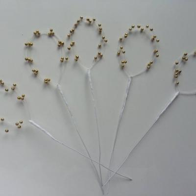 Lot de 5 tiges avec perles dorées L18cm diametre 5cm