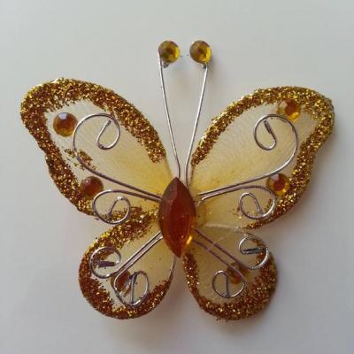 Papillon  strass et paillettes  50*50mm doré, or