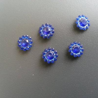 lot de 5  strass ronds  12mm bleu royal