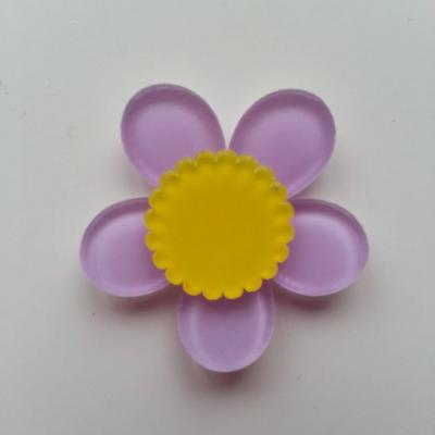 fleur en plastique  36mm mauve et jaune