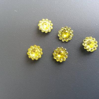 lot de 5  strass ronds  12mm jaune