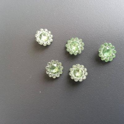 lot de 5  strass ronds  12mm vert clair