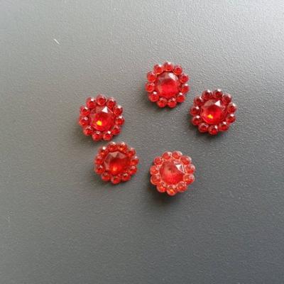 lot de 5  strass ronds  12mm rouge