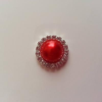 Cabochon métal strass 20mm rouge