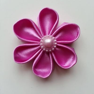 Fleur de satin 5 cm pétales ronds mauve rose