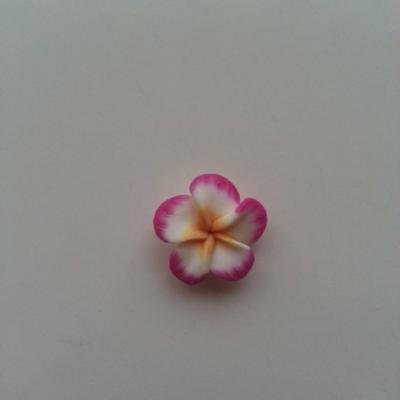 fleur en fimo  pate polymere rose et blanche     20mm