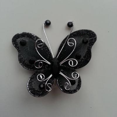 Papillon  strass et paillettes  50*50mm noir
