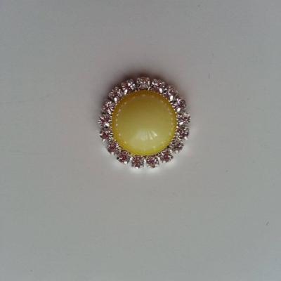 Cabochon métal strass 20mm jaune