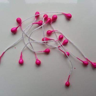 Lot de 10 pistils  tête de 5mm rose fuchsia