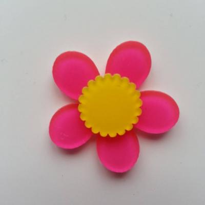 fleur en plastique  36mm rose et jaune