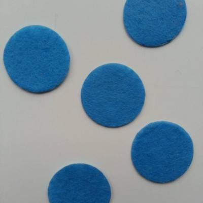 Lot de 5 ronds de feutrine  de couleur 30mm bleu