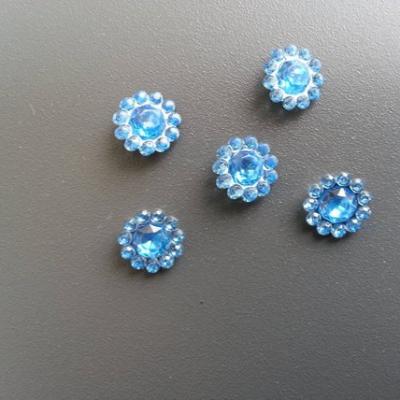 lot de 5  strass ronds  12mm bleu turquoise