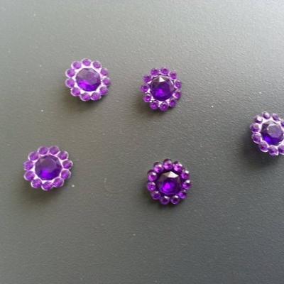 lot de 5  strass ronds  12mm violet