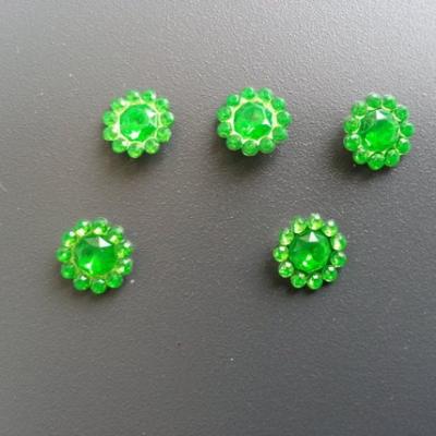 lot de 5  strass ronds  12mm vert